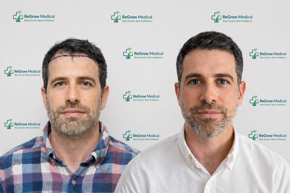 ReGrow Medical female hair restoration comparison 8: Female Hairline; before on the left and after on the right